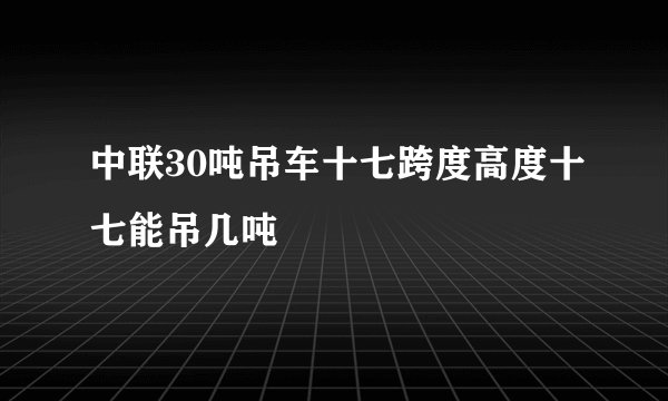 中联30吨吊车十七跨度高度十七能吊几吨