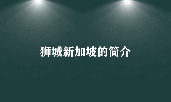 狮城新加坡的简介