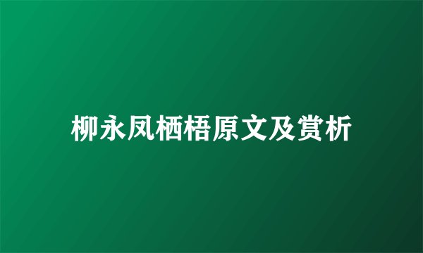 柳永凤栖梧原文及赏析