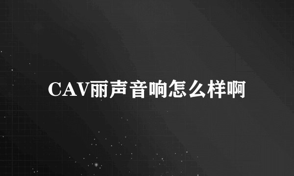 CAV丽声音响怎么样啊