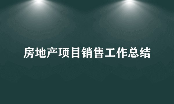 房地产项目销售工作总结