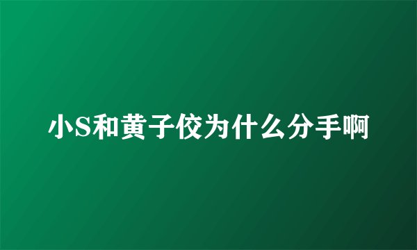 小S和黄子佼为什么分手啊