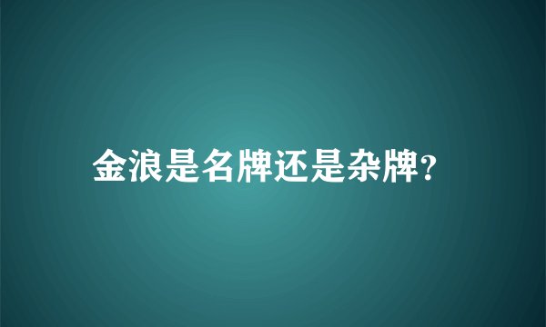 金浪是名牌还是杂牌？
