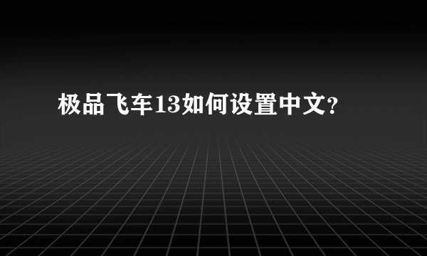 极品飞车13如何设置中文？