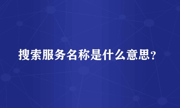 搜索服务名称是什么意思？