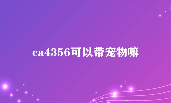 ca4356可以带宠物嘛