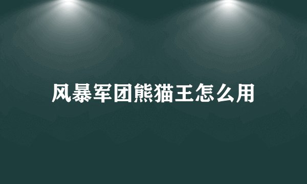 风暴军团熊猫王怎么用