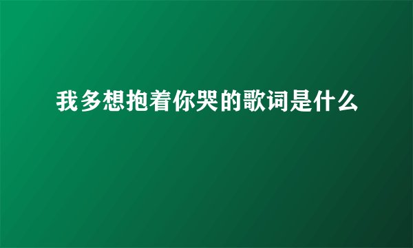 我多想抱着你哭的歌词是什么