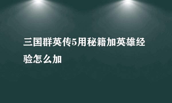 三国群英传5用秘籍加英雄经验怎么加