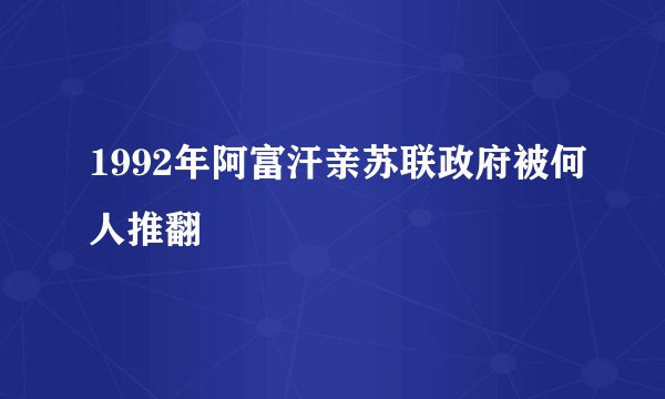 1992年阿富汗亲苏联政府被何人推翻