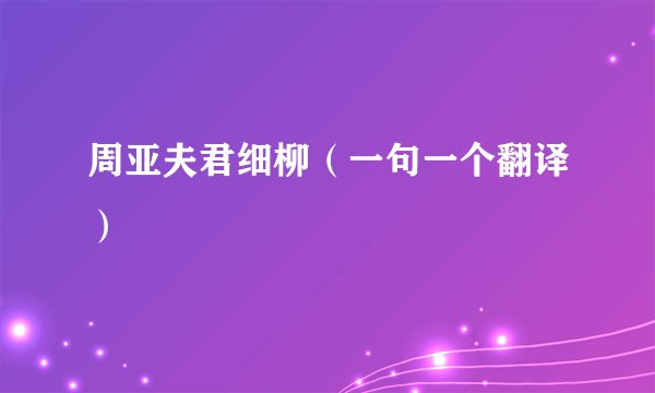 周亚夫君细柳（一句一个翻译）