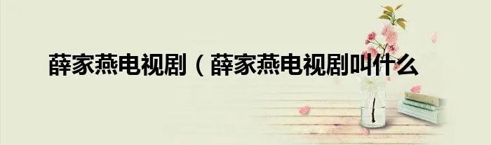 薛家燕电视剧（薛家燕电视剧叫什么