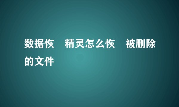 数据恢復精灵怎么恢復被删除的文件