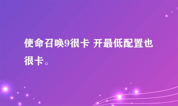 使命召唤9很卡 开最低配置也很卡。