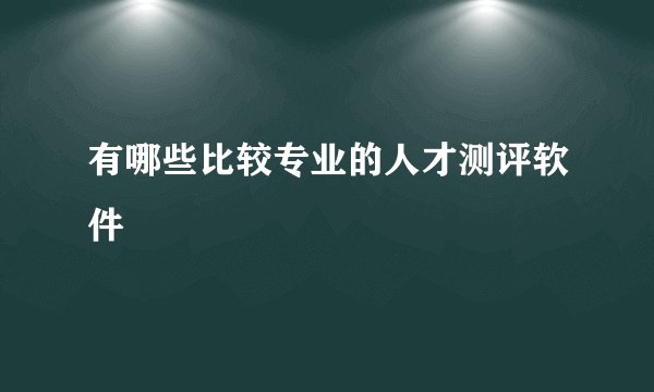有哪些比较专业的人才测评软件