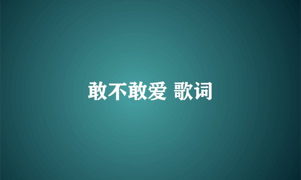 敢不敢爱 歌词