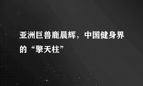 亚洲巨兽鹿晨辉,中国健身界的“擎天柱”