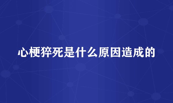 心梗猝死是什么原因造成的