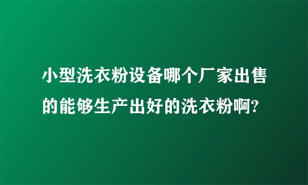 小型洗衣粉设备哪个厂家出售的能够生产出好的洗衣粉啊?