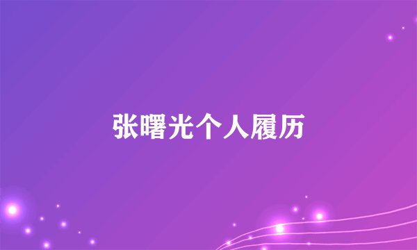 张曙光个人履历