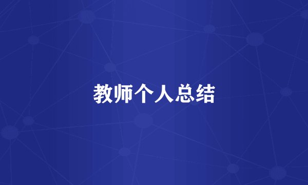 教师个人总结