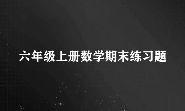 六年级上册数学期末练习题