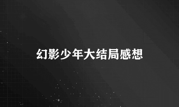 幻影少年大结局感想