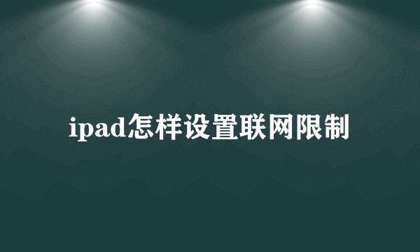 ipad怎样设置联网限制
