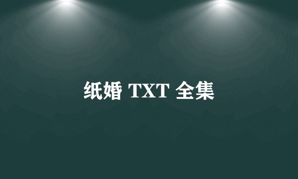纸婚 TXT 全集