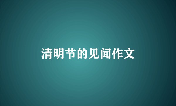 清明节的见闻作文