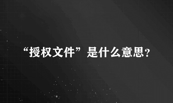 “授权文件”是什么意思？