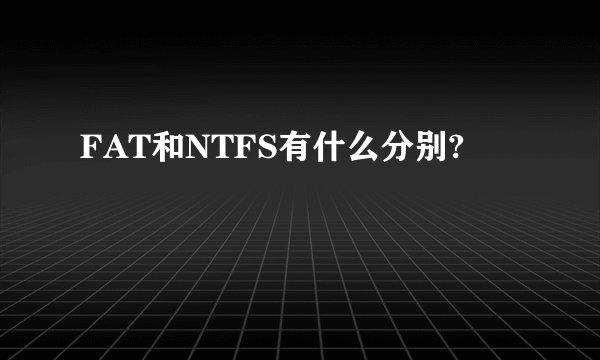 FAT和NTFS有什么分别?