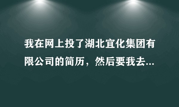 我在网上投了湖北宜化集团有限公司的简历,然后要我去洛阳面试,为什么要去洛阳啊,是不是传销啊