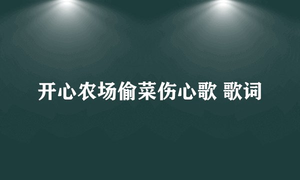 开心农场偷菜伤心歌 歌词