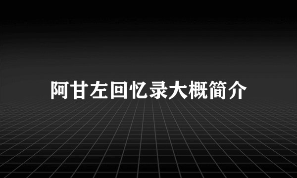 阿甘左回忆录大概简介