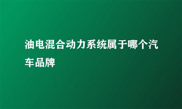 油电混合动力系统属于哪个汽车品牌