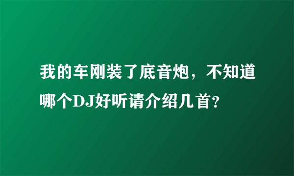 我的车刚装了底音炮，不知道哪个DJ好听请介绍几首？