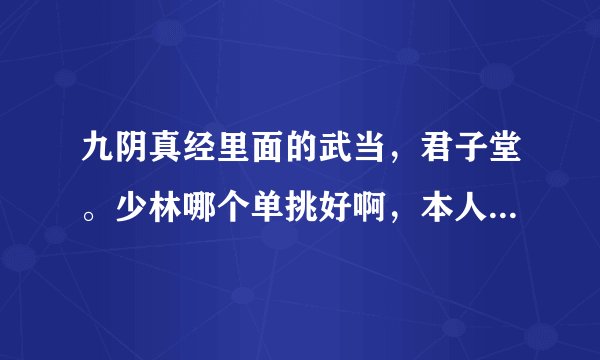 九阴真经里面的武当，君子堂。少林哪个单挑好啊，本人喜欢单挑，求高手指教一下谢了