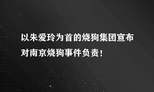 以朱爱玲为首的烧狗集团宣布对南京烧狗事件负责！