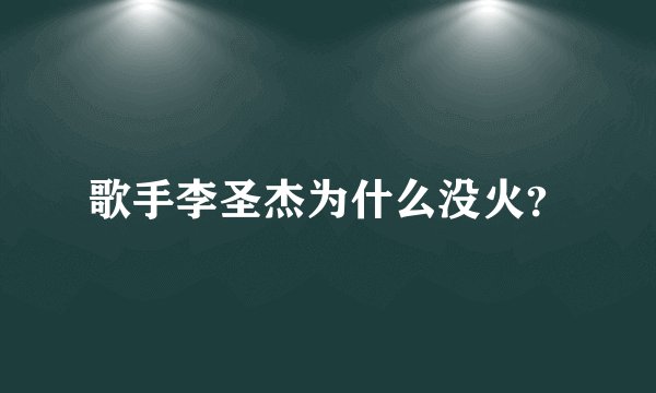 歌手李圣杰为什么没火？