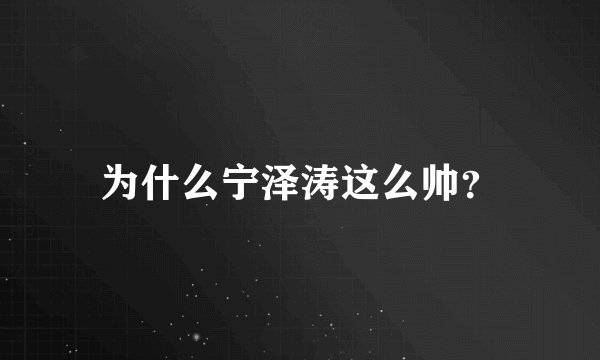 为什么宁泽涛这么帅？