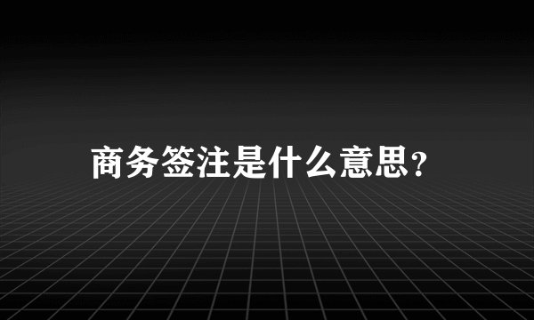 商务签注是什么意思？