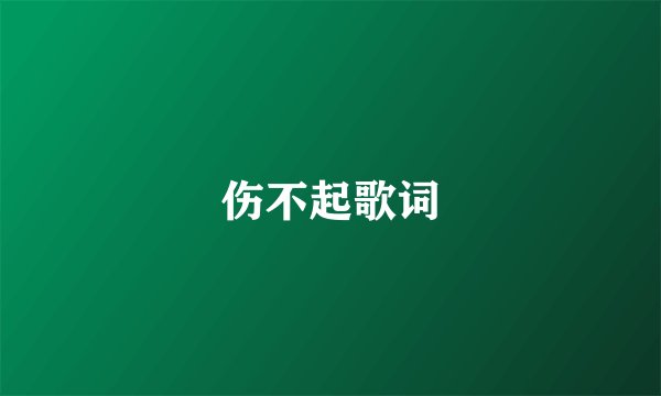 伤不起歌词
