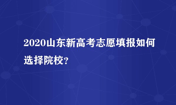 2020山东新高考志愿填报如何选择院校？