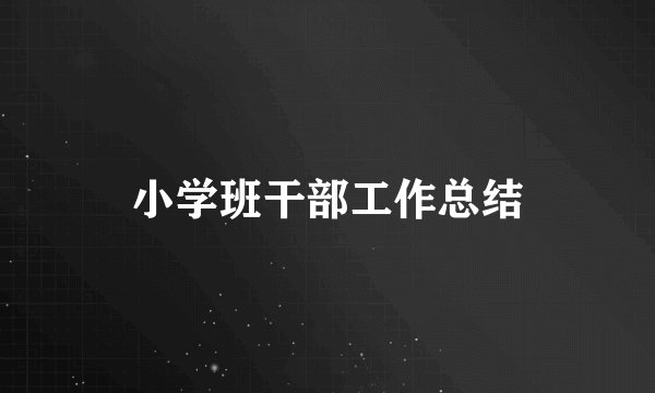 小学班干部工作总结