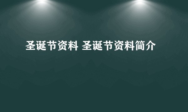 圣诞节资料 圣诞节资料简介