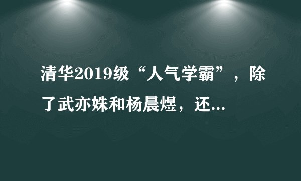 清华2019级“人气学霸”,除了武亦姝和杨晨煜,还有这位牛人
