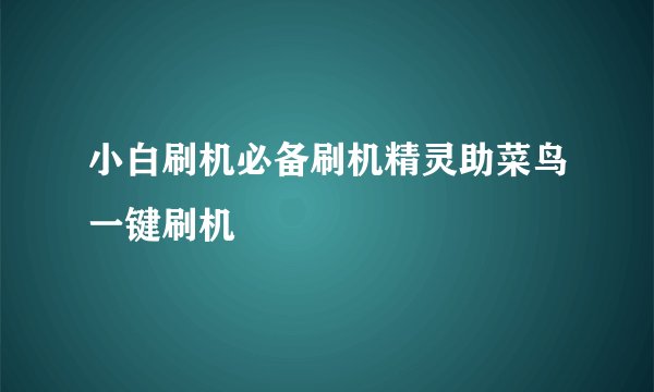 小白刷机必备刷机精灵助菜鸟一键刷机