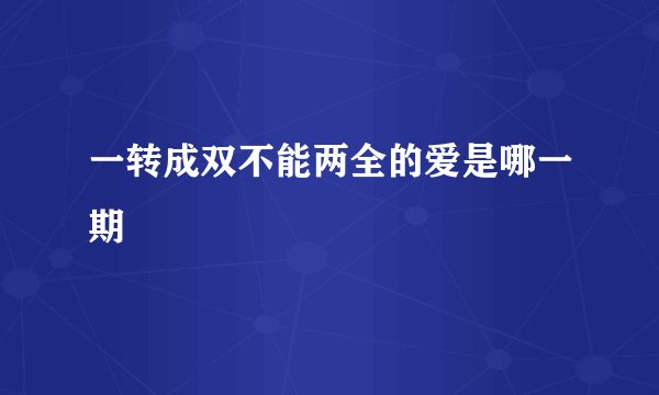 一转成双不能两全的爱是哪一期
