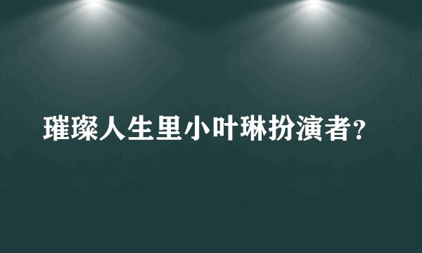 璀璨人生里小叶琳扮演者？